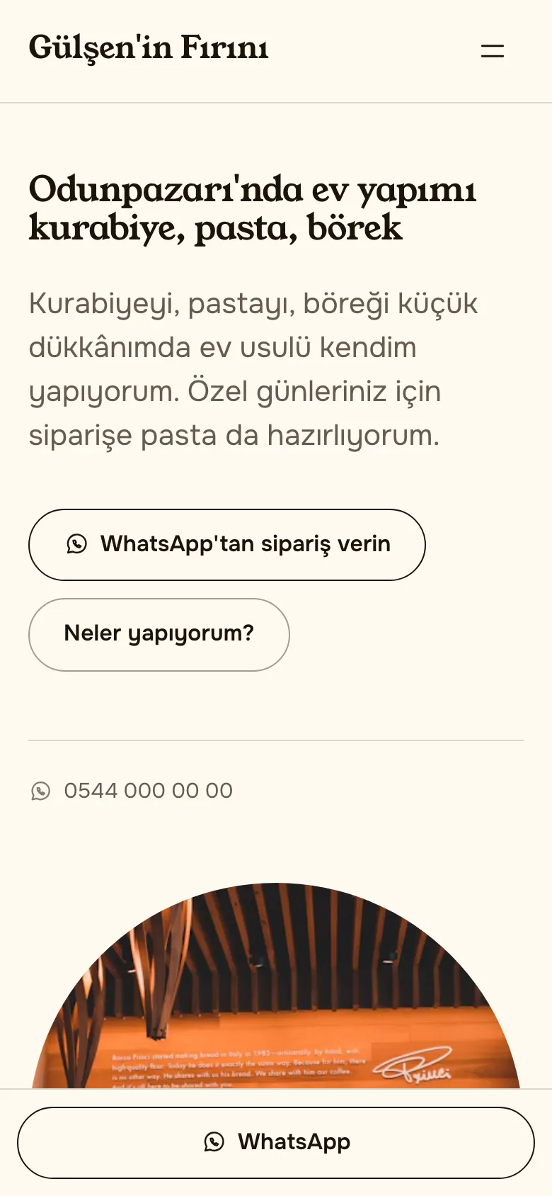 Ev pastanesi örnek sitesinin telefon görünümü